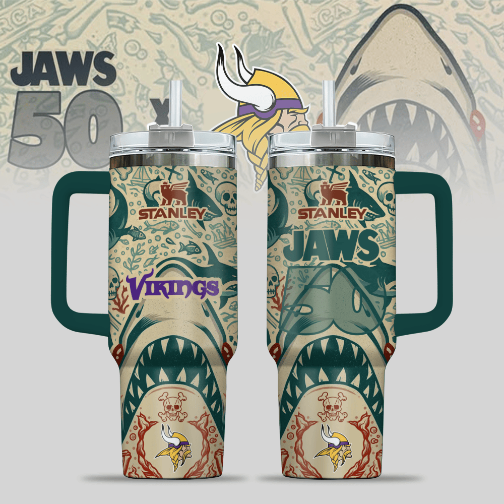 Minnesota Vikings NFL x JAWS Custom Stanley Cup 40 oz 30 oz Tumbler With HandleTVC2301123