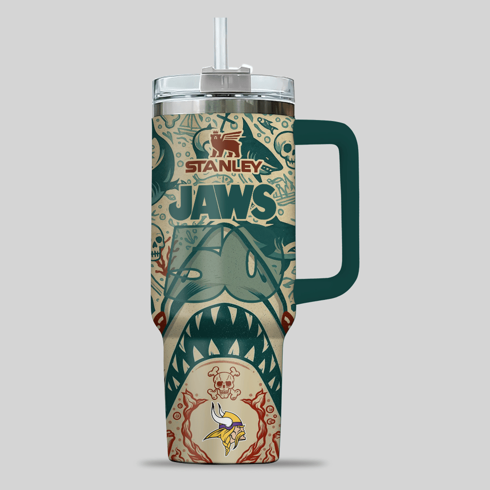 Minnesota Vikings NFL x JAWS Custom Stanley Cup 40 oz 30 oz Tumbler With HandleTVC2301123 - Image 3
