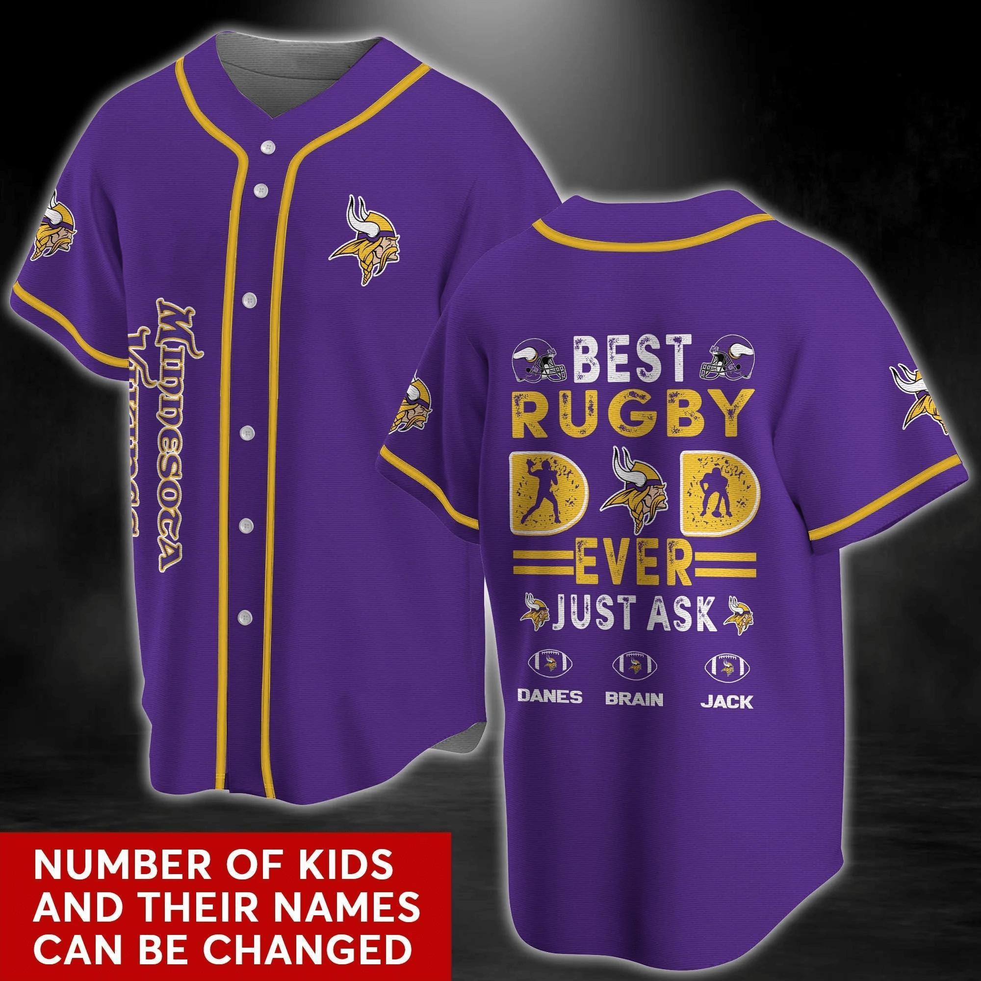 Minnesota Vikings NLF Personalized Baseball Jersey Shirt