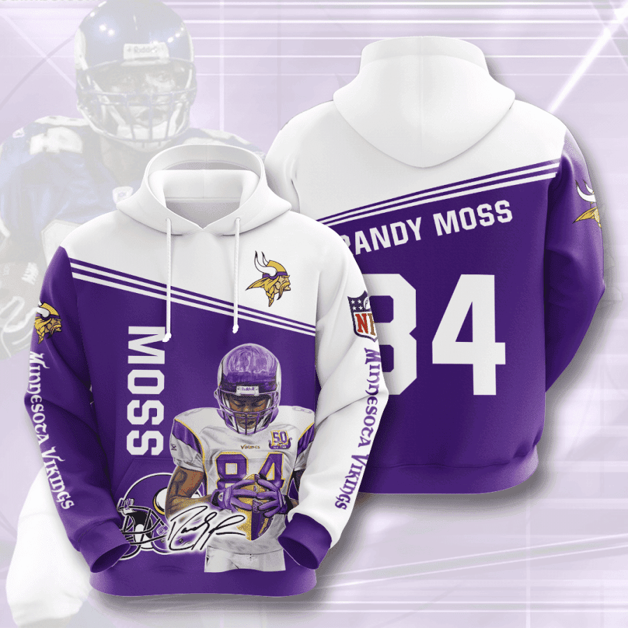 Minnesota Vikings Randy Moss 3D All Over Print Hoodie, Zip Hoodie