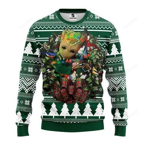 Minnesota Wild Groot Hug Ugly Christmas Sweater Adult 3D Funny Matching for family