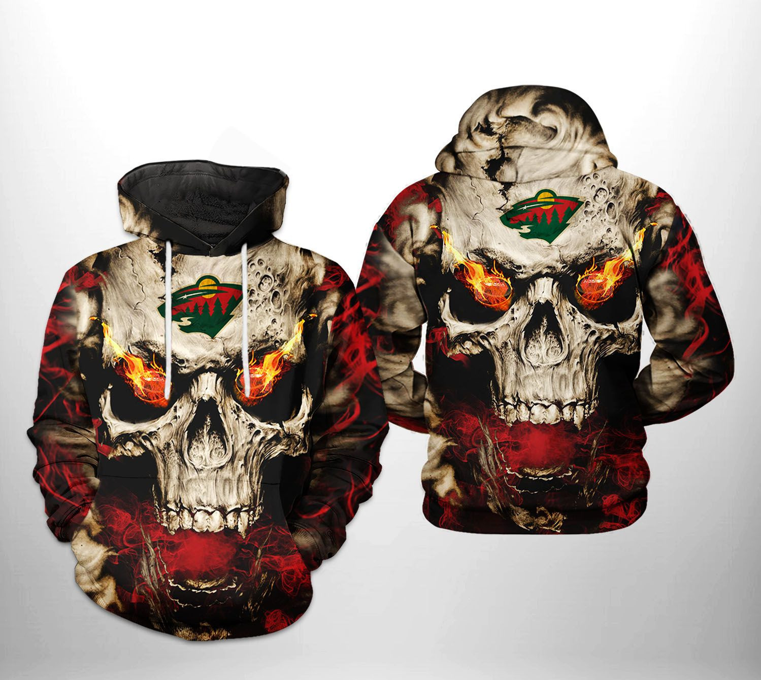 Minnesota Wild NHL Skull 3D All Over Print Hoodie, Zip Hoodie