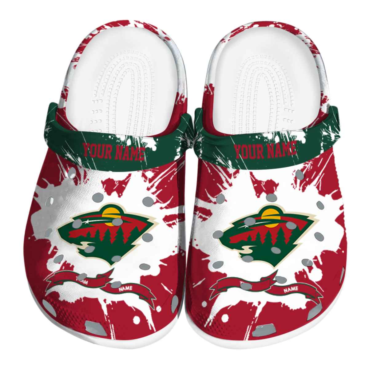 Minnesota Wild NHL Sport Crocs Crocband Clogs Shoes Comfortable For Men Women and Kids