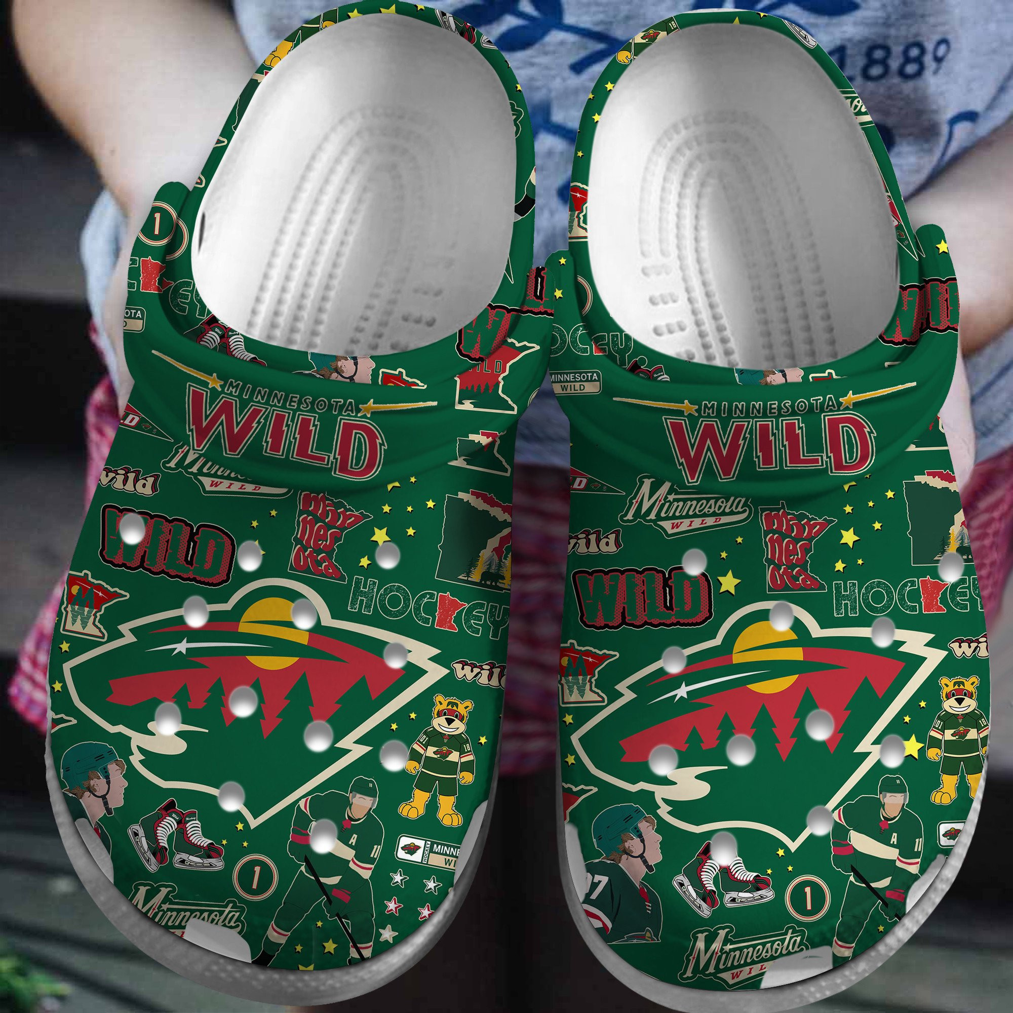 Minnesota Wild NHL Sport Crocs Crocband Clogs Shoes Comfortable For Men Women and Kids