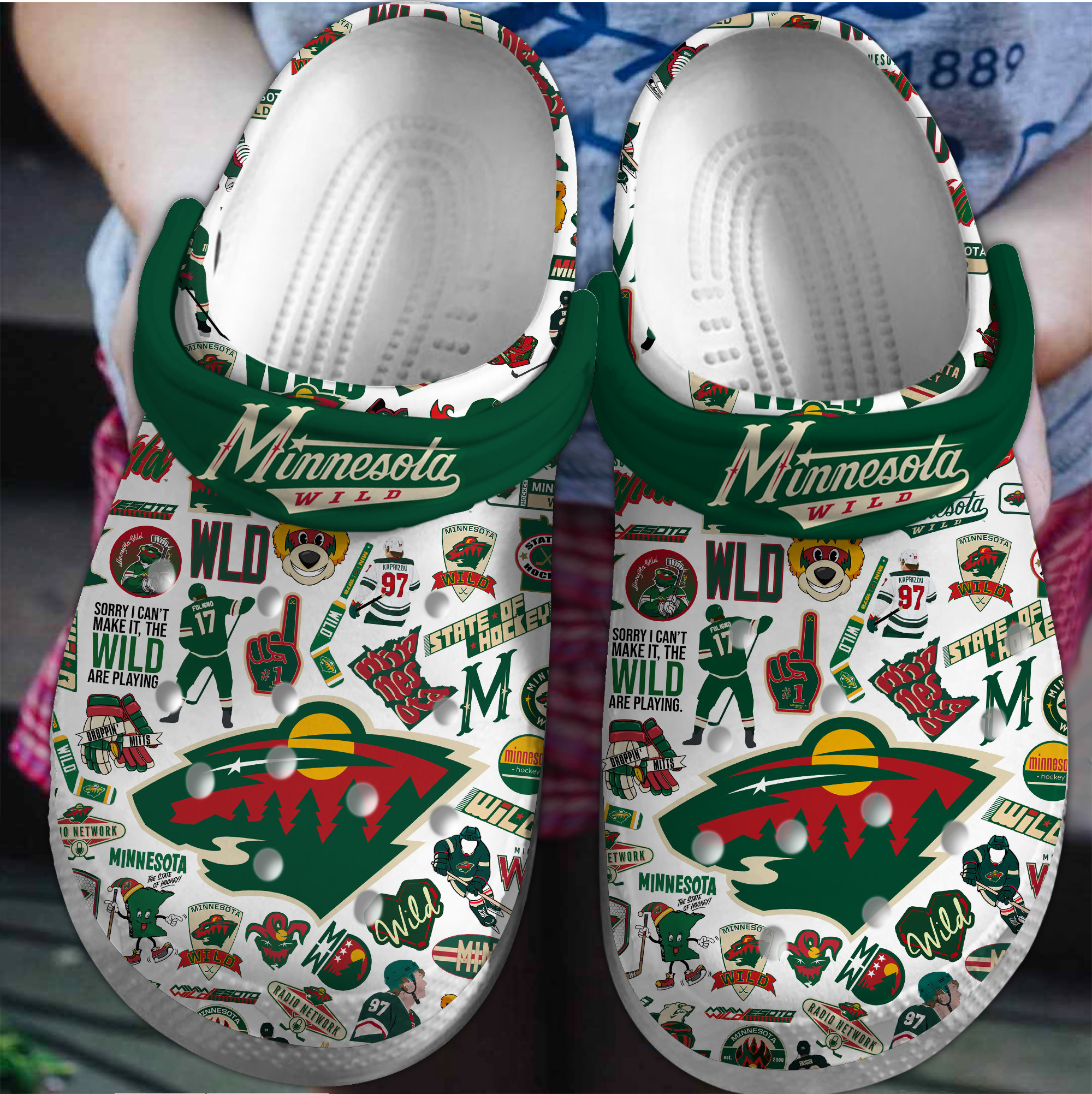 Minnesota Wild NHL Sport Crocs Crocband Clogs Shoes Comfortable For Men Women and Kids