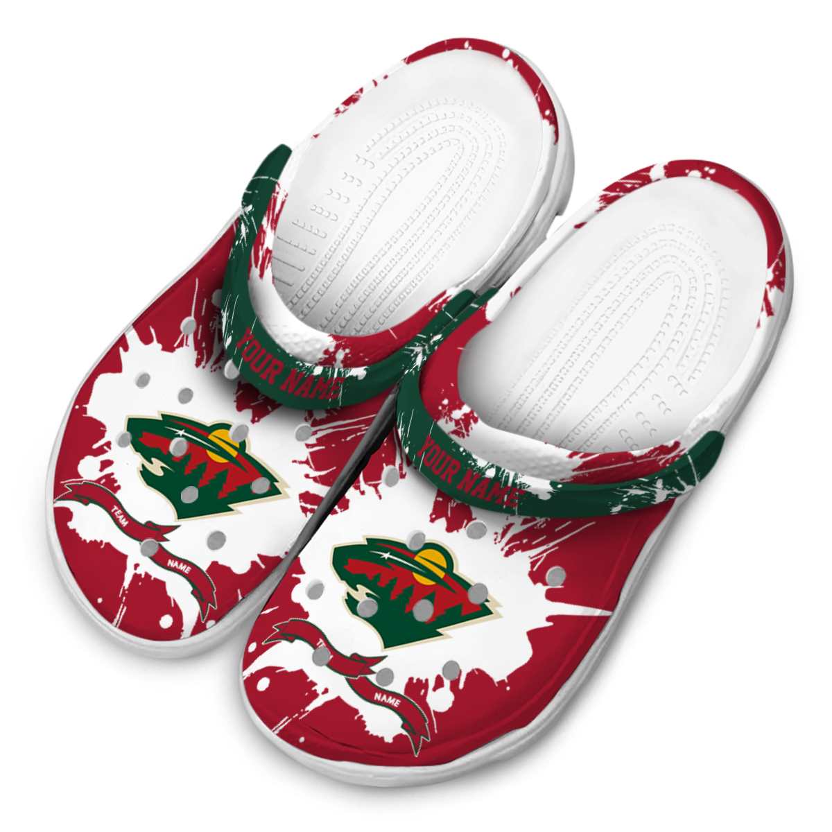 Minnesota Wild NHL Sport Crocs Crocband Clogs Shoes Comfortable For Men Women and Kids - Image 4