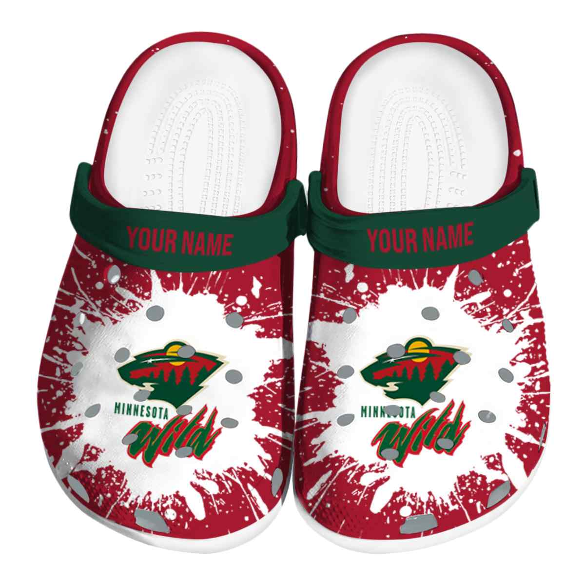Minnesota Wild NHL Sport Crocs Crocband Clogs Shoes Comfortable For Men Women and Kids