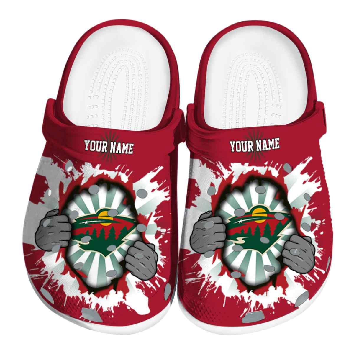 Minnesota Wild NHL Sport Crocs Crocband Clogs Shoes Comfortable For Men Women and Kids