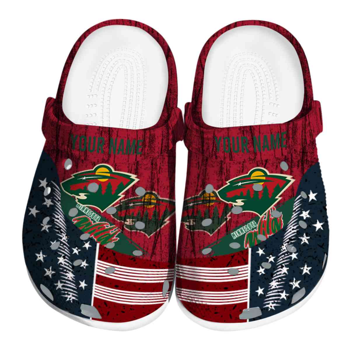 Minnesota Wild NHL Sport Crocs Crocband Clogs Shoes Comfortable For Men Women and Kids