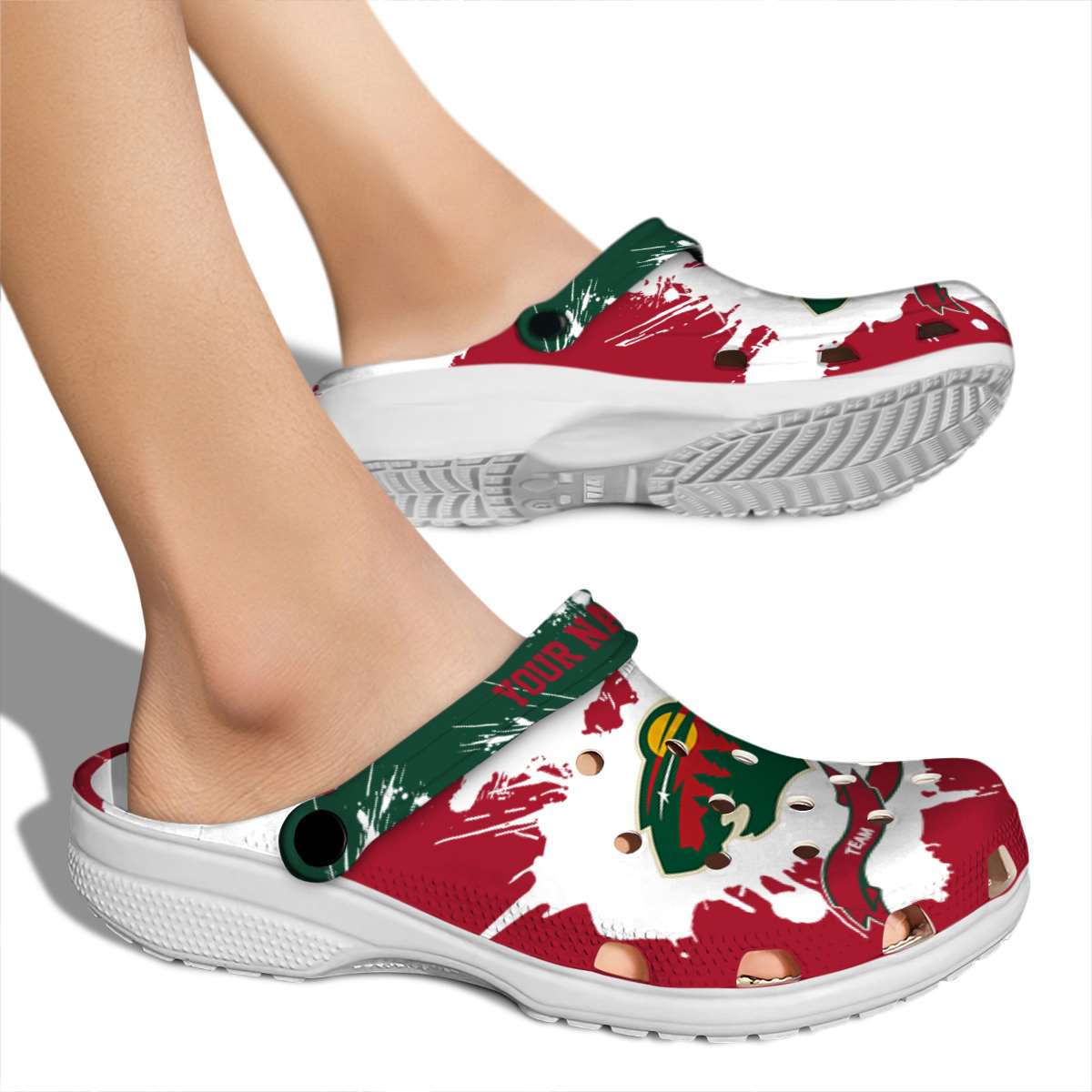 Minnesota Wild NHL Sport Crocs Crocband Clogs Shoes Comfortable For Men Women and Kids - Image 2