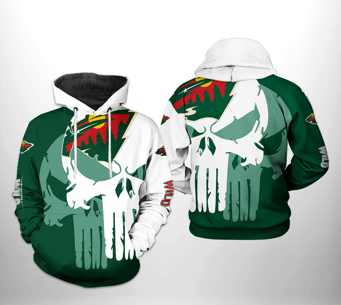 Minnesota Wild NHL Team Skull 3D All Over Print Hoodie, Zip Hoodie