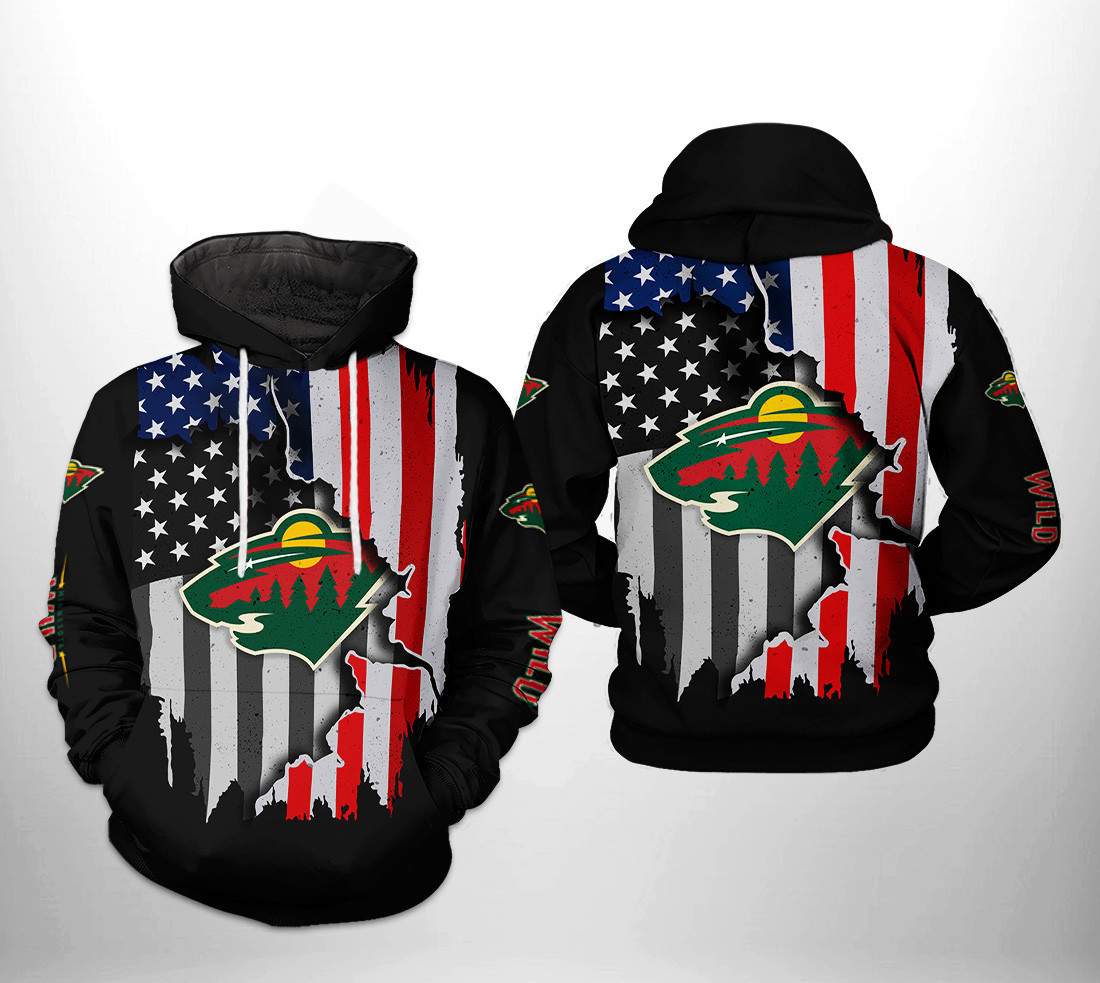 Minnesota Wild NHL US FLag Team 3D All Over Print Hoodie, Zip Hoodie