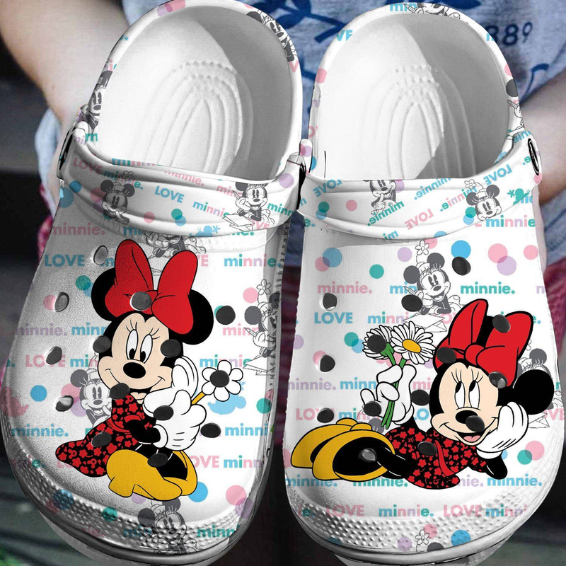 Minnie Mouse Cartoon Crocs Crocband Clogs Shoes Comfortable For Men Women and Kids