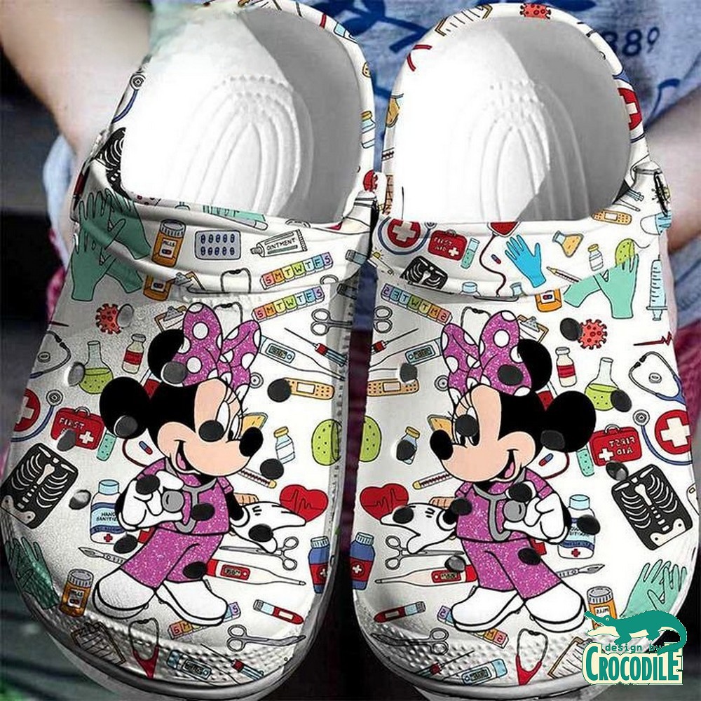 Minnie Mouse Cartoon Crocs Crocband Clogs Shoes Comfortable For Men Women and Kids