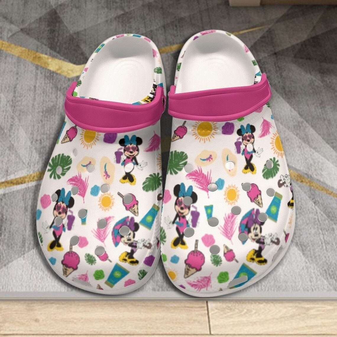 Minnie Mouse Cartoon Crocs Crocband Clogs Shoes Comfortable For Men Women and Kids