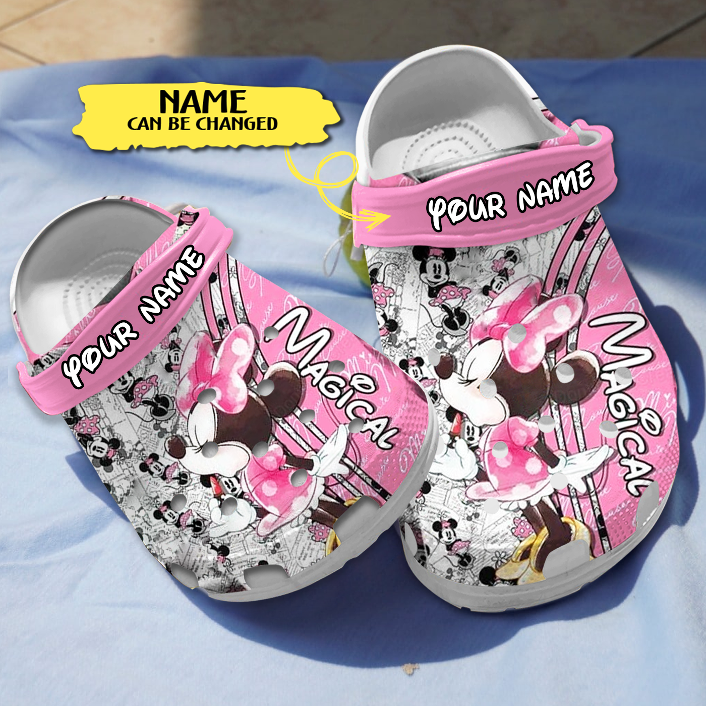 Minnie Mouse Cartoon Crocs Crocband Clogs Shoes Comfortable For Men Women and Kids