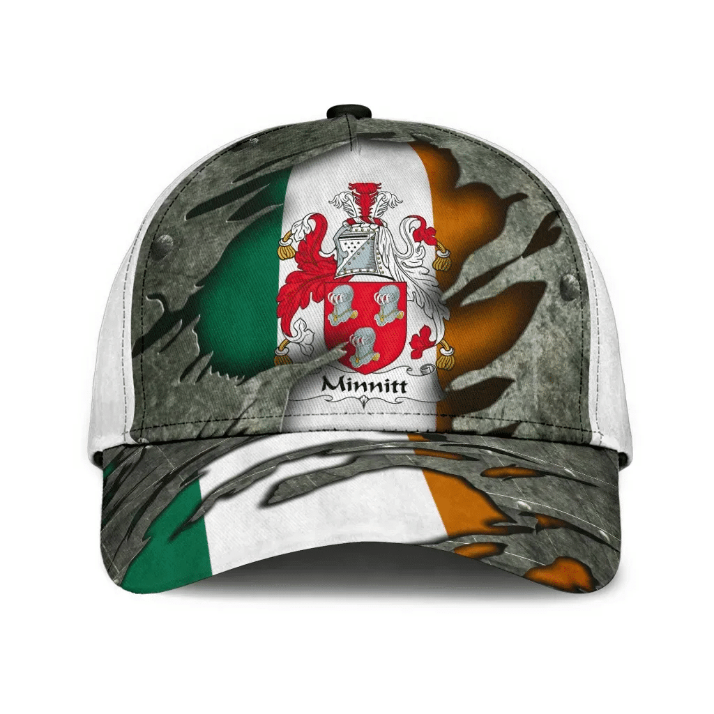 Minnitt Coat Of Arms - Irish Family Crest Hat Classic Cap 3D Trucker Hats Custom Hats Gifts For Men & Women