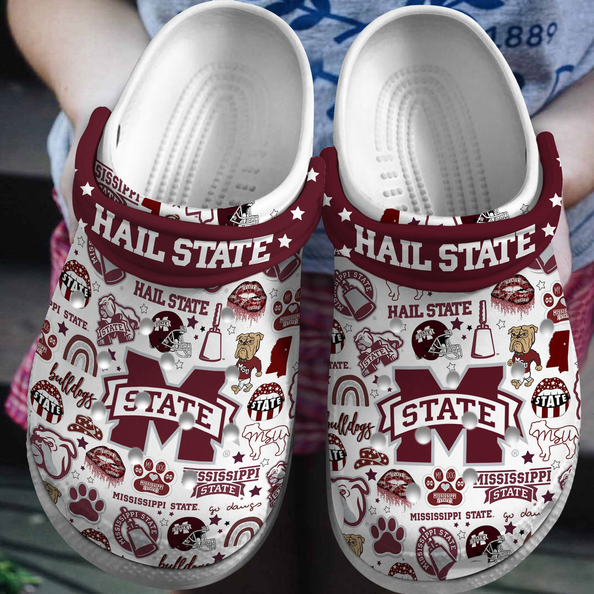 Mississippi State Bulldogs NCAA Sport Crocs Crocband Clogs Shoes Comfortable For Men Women and Kids