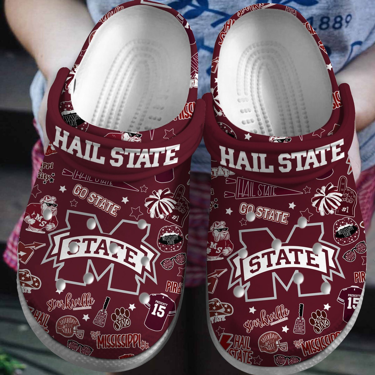 Mississippi State Bulldogs NCAA Sport Crocs Crocband Clogs Shoes Comfortable For Men Women and Kids