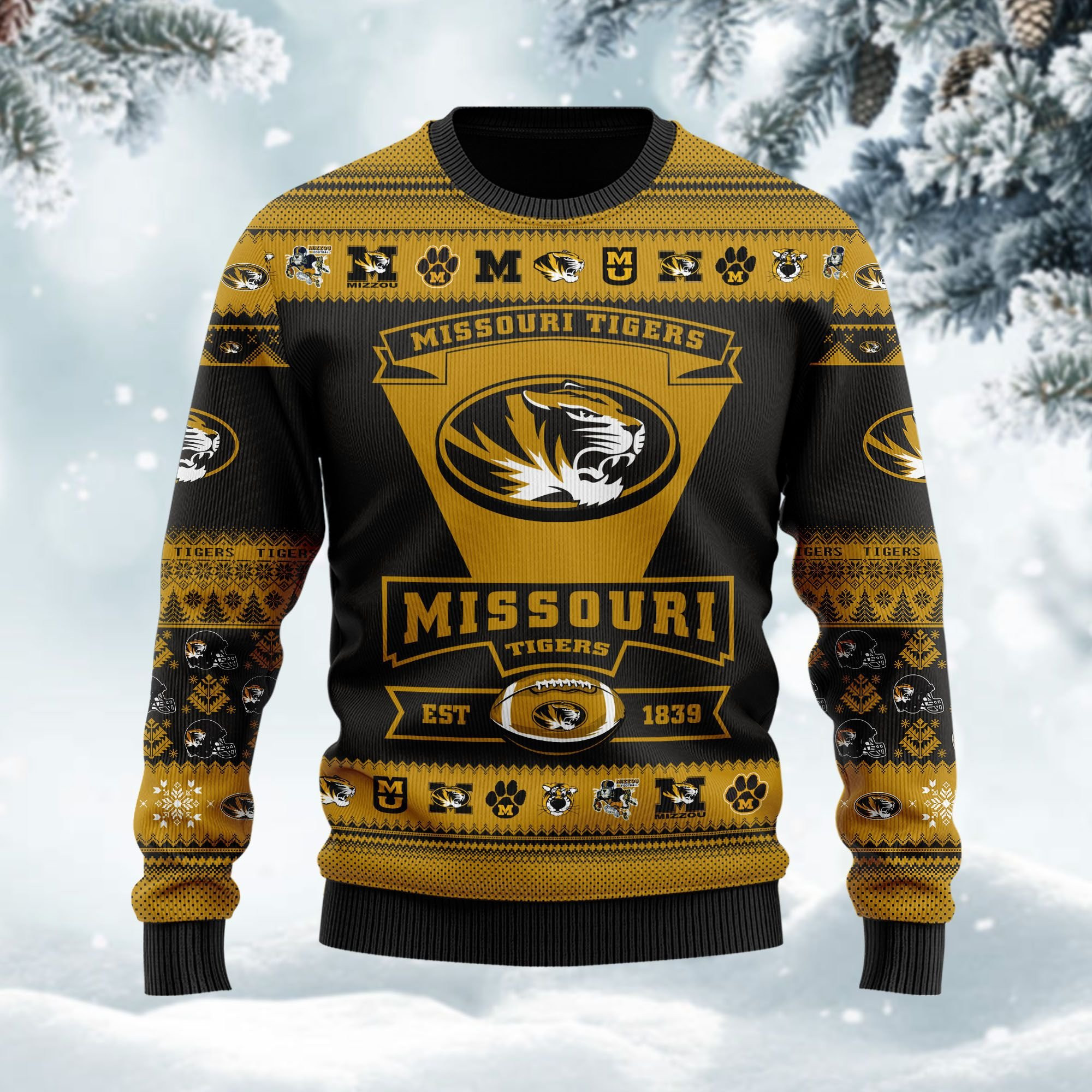 Missouri Tigers Football Team Logo Custom Name Personalized Ugly Christmas Sweater Adult 3D Funny Matching for family - Image 2