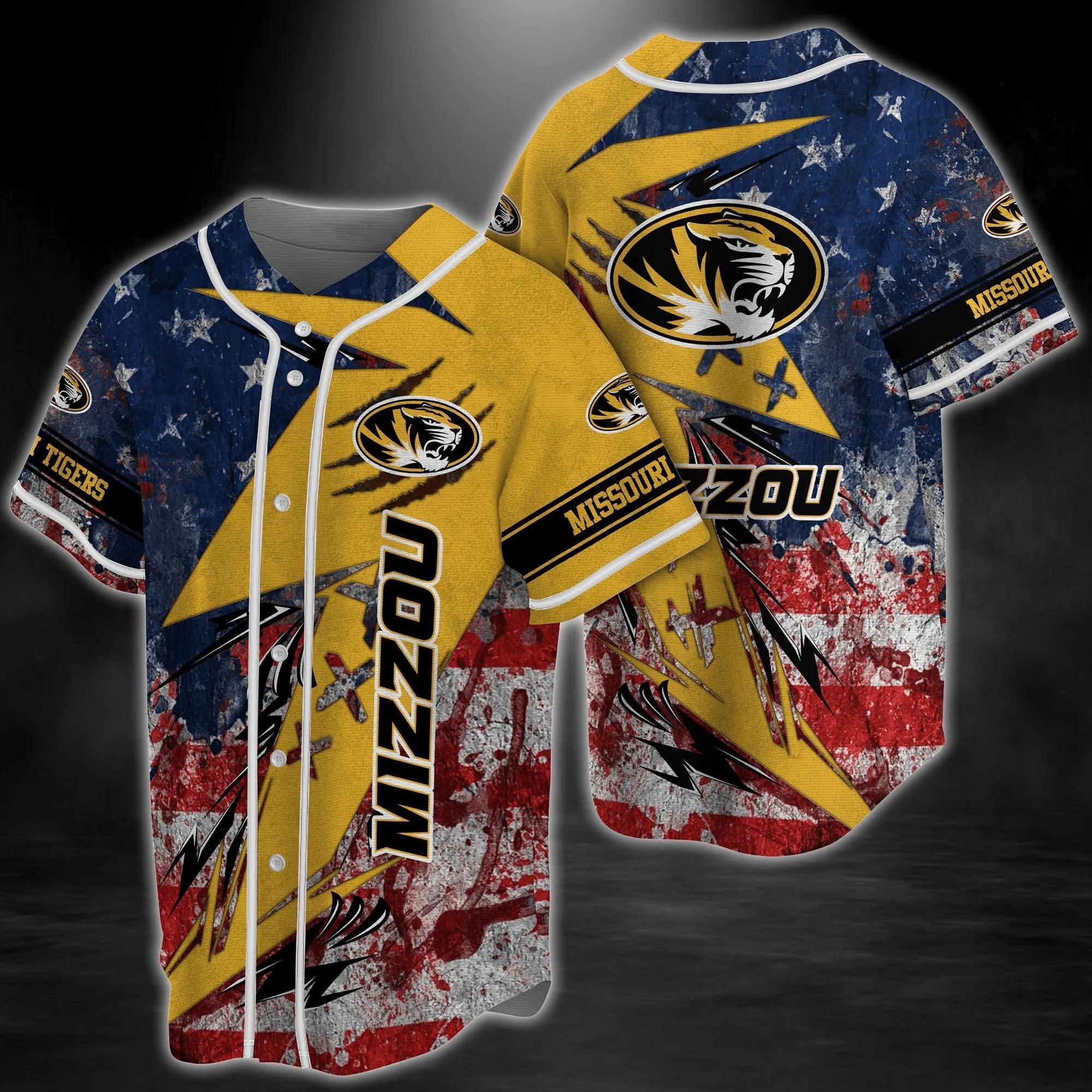 Missouri Tigers Ncaa Baseball Jersey Shirt Us Flag