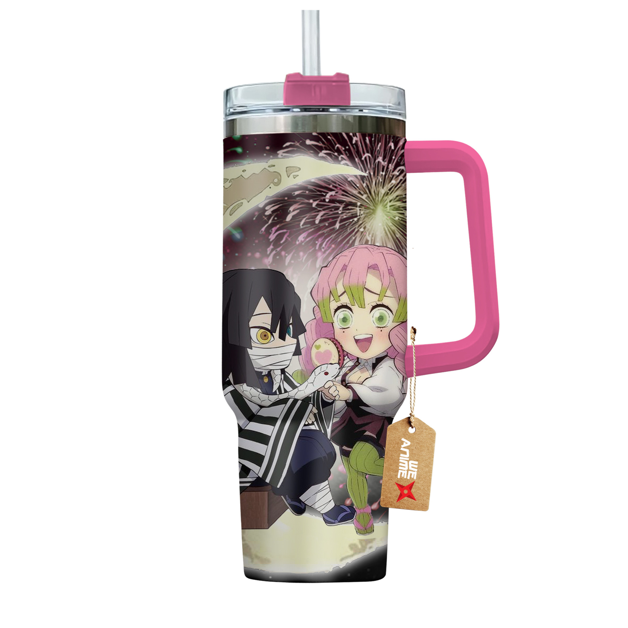Mitsuri Kanroji & Obanai Iguro Demon Slayer Anime Valentine Custom Stanley Cup 40 oz 30 oz Tumbler With HandleTVC2301167 - Image 4