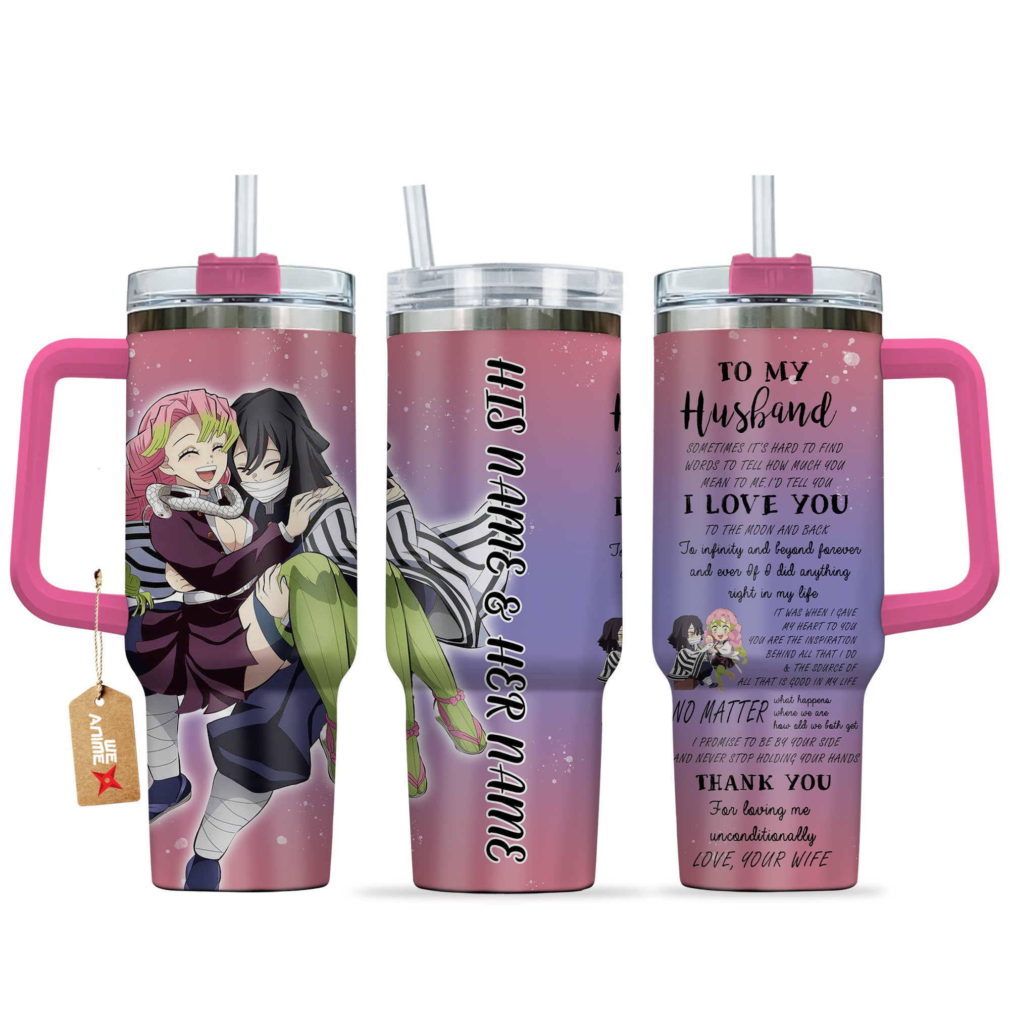 Mitsuri Kanroji & Obanai Iguro Demon Slayer Anime Valentine Custom Stanley Cup 40 oz 30 oz Tumbler With HandleTVC2301168