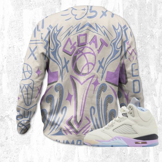 MJ The Goat 3D Doodles MJ match Jordan 5 DJ Khaled Sail, oversized Sweatshirt - Image 8