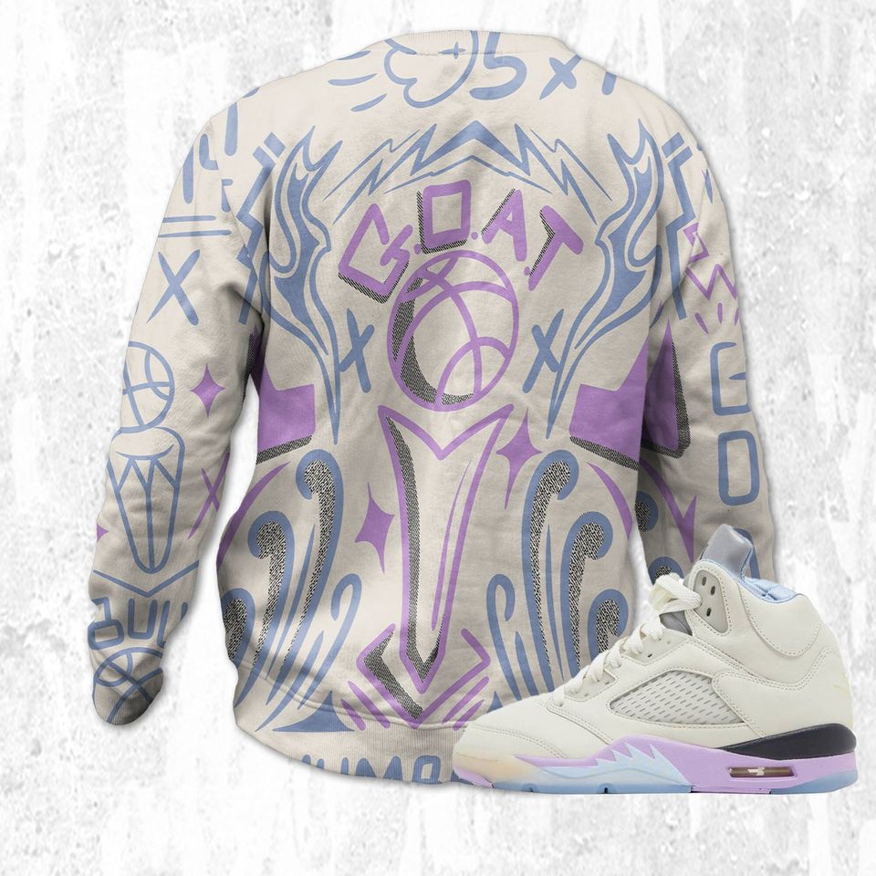 MJ The Goat 3D Doodles MJ match Jordan 5 DJ Khaled Sail, oversized Sweatshirt - Image 3