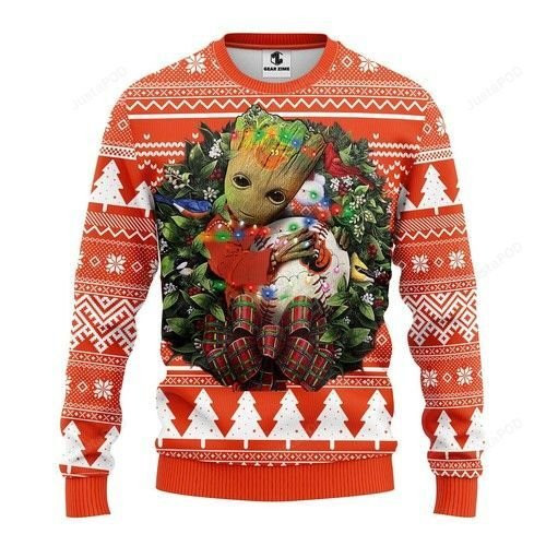 Mlb Baltimore Orioles Groot Ugly Christmas Sweater Adult 3D Funny Matching for family