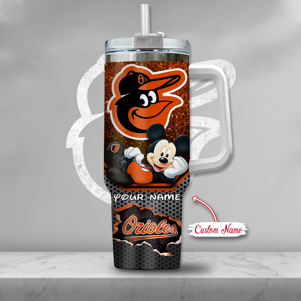 MLB Baltimore Orioles Mickey Mouse Custom Stanley Cup 40 oz 30 oz Tumbler With HandleTVC2301138 - Image 2