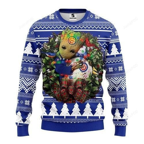 Mlb Chicago Cubs Groot Hug Ugly Christmas Sweater Adult 3D Funny Matching for family