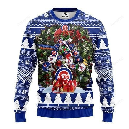 Mlb Chicago Cubs Sox Tree Christmas Ugly Christmas Sweater Adult 3D Funny Matching for family