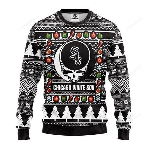 Mlb Chicago White Sox Grateful Dead Ugly Christmas Sweater Adult 3D Funny Matching for family