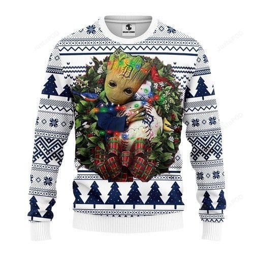 Mlb Detroit Tigers Groot Hug Ugly Christmas Sweater Adult 3D Funny Matching for family