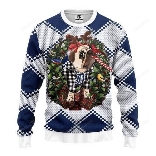 Mlb Detroit Tigers Pug Dog Ugly Christmas Sweater Adult 3D Funny Matching for family