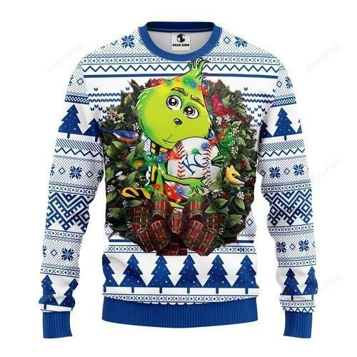 Mlb Kansas City Royals Grinch Hug Ugly Christmas Sweater Adult 3D Funny Matching for family