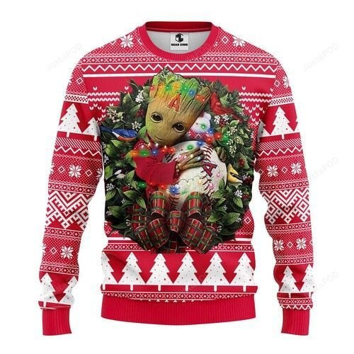 Mlb Los Angeles Angels Groot Hug Ugly Christmas Sweater Adult 3D Funny Matching for family