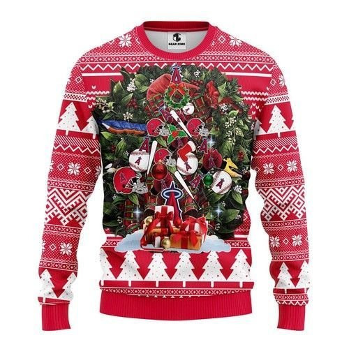 Mlb Los Angeles Angels Tree Christmas Ugly Christmas Sweater Adult 3D Funny Matching for family