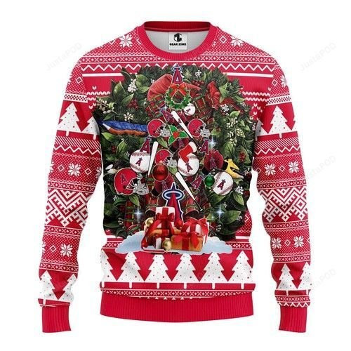 Mlb Los Angeles Angels Tree Ugly Christmas Sweater Adult 3D Funny Matching for family