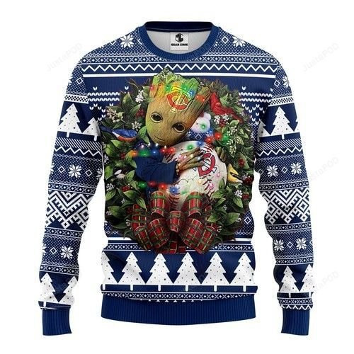 Mlb Minnesota Twins Groot Hug Ugly Christmas Sweater Adult 3D Funny Matching for family