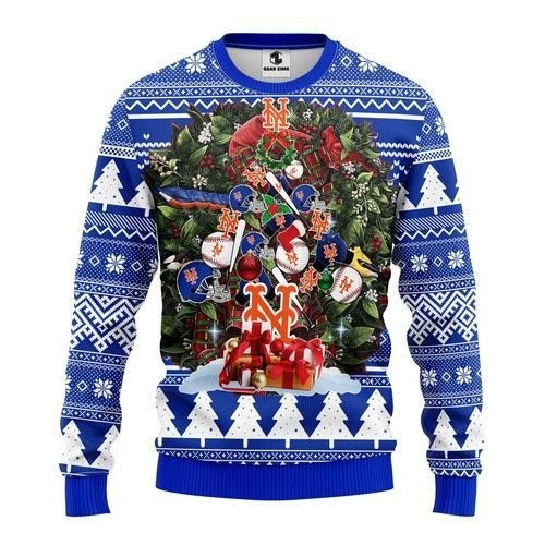 Mlb New York Mets Tree Christmas Ugly Christmas Sweater Adult 3D Funny Matching for family
