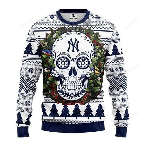 Mlb New York Yankees Skull Ugly Christmas Sweater Adult 3D Funny Matching for family