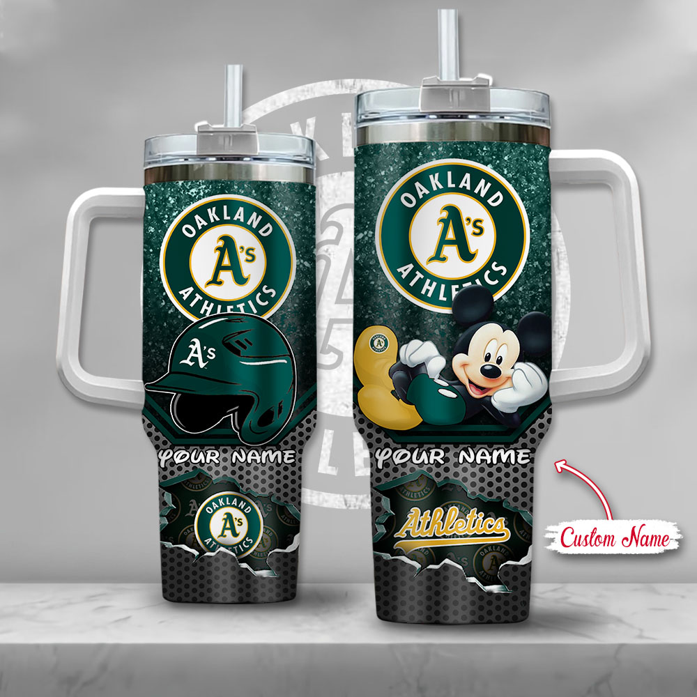 MLB Oakland Athletics Mickey Mouse Custom Stanley Cup 40 oz 30 oz Tumbler With HandleTVC2301138