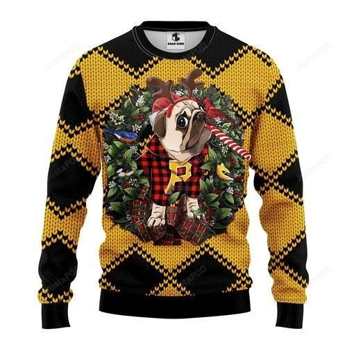 Mlb Pittsburgh Pirates Pug Dog Ugly Christmas Sweater Adult 3D Funny Matching for family