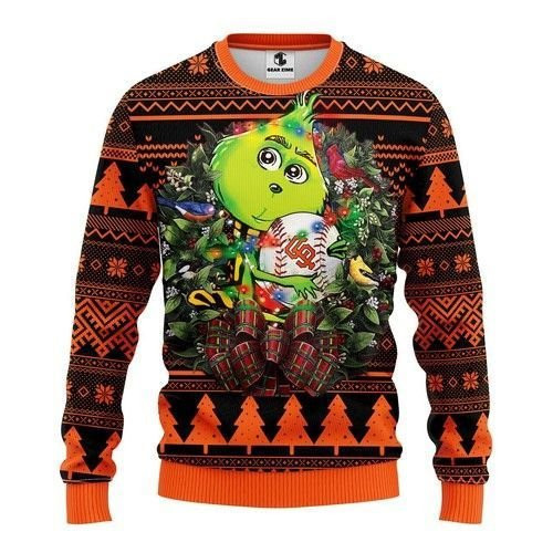 Mlb San Francisco Giants Grinch Hug Ugly Christmas Sweater Adult 3D Funny Matching for family