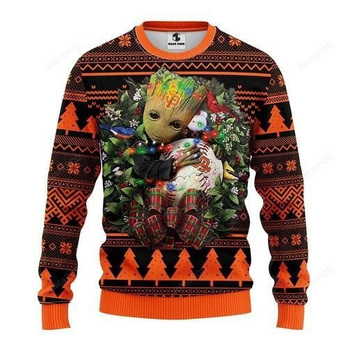 Mlb San Francisco Giants Groot Hug Ugly Christmas Sweater Adult 3D Funny Matching for family