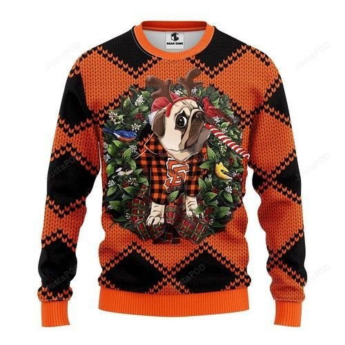 Mlb San Francisco Giants Pug Dog Ugly Christmas Sweater Adult 3D Funny Matching for family