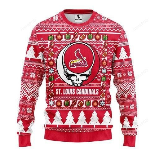 Mlb St. Louis Cardinals Grateful Dead Ugly Christmas Sweater Adult 3D Funny Matching for family