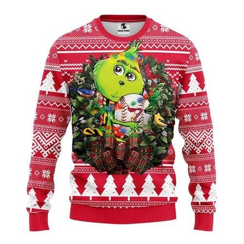 Mlb St. Louis Cardinals Grinch Hug Ugly Christmas Sweater Adult 3D Funny Matching for family